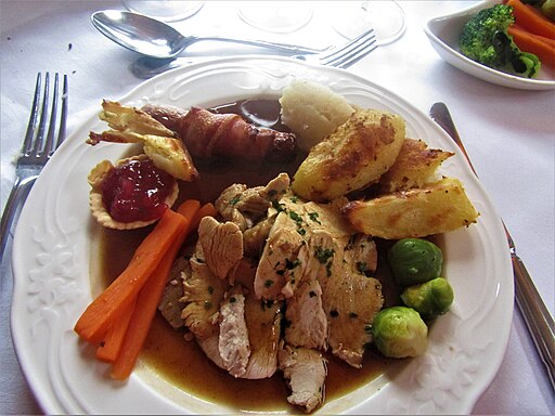 Christmas dinner heaped on plate