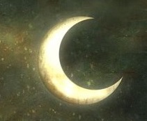 Moon and Stars .Public Domain Cescent Moon, faint star