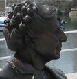 Bronze head of Agatha Christie looking left