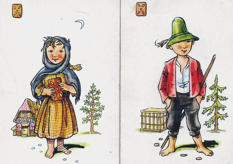 Gretel and Hansel on old children's game cardOld children's game v