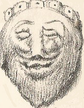 Print of grotesque smiling face