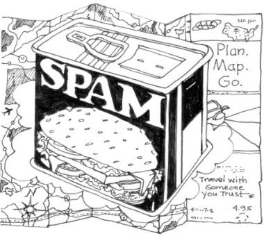 Line drawing of tin of Spam